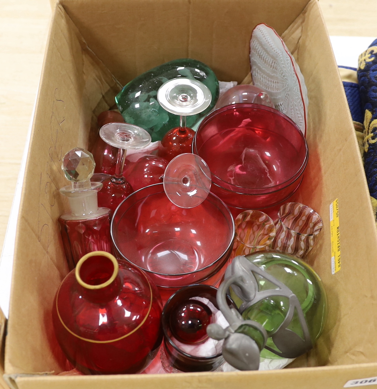 A quantity of various coloured glass